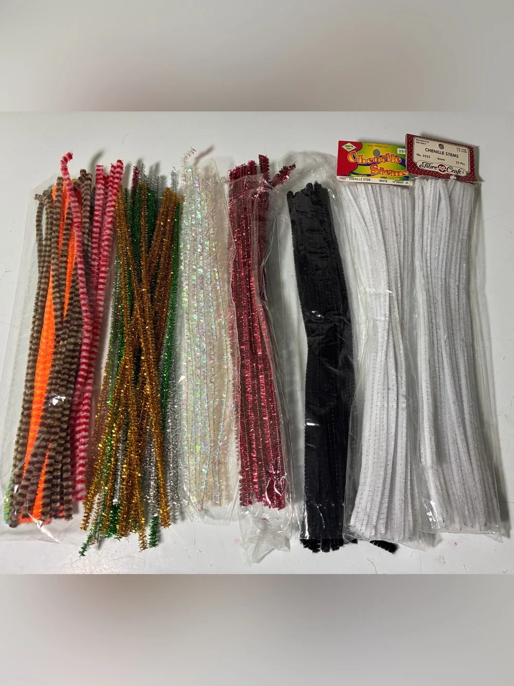 Craft Chenille Stems Pipe Cleaners - White, Black, Red & Assorted Colors